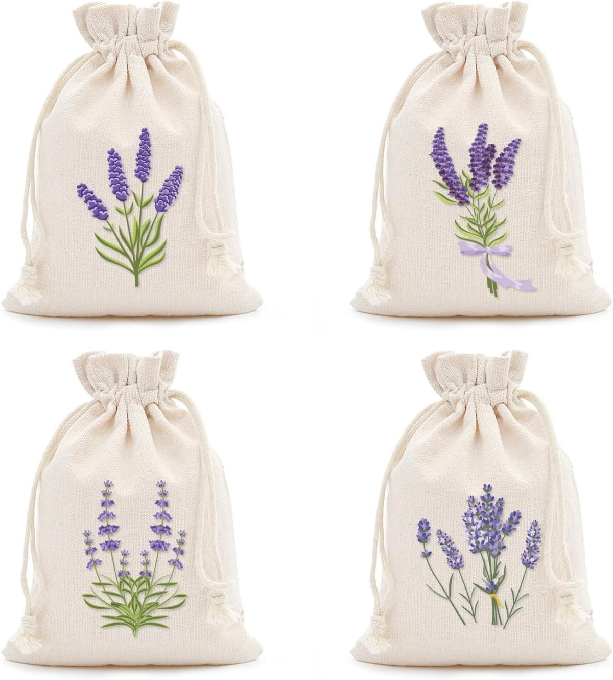 24 Pcs Sachet Bags Empty Small Sachet Bags for Fragrance Handmade Scent Sachets Lavender Pattern(13x18cm, Natural Cotton)
