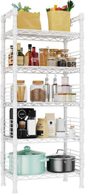 FUTASSI Metal Storage Rack, Storage Organizer Shelves for Kitchen, Bathroom, Living Room, Balcony and Garage, 5 Tiers Narrow Bookshelf, 21.2" W x 9.4" D x 59.2" H, Load 400lbs, White