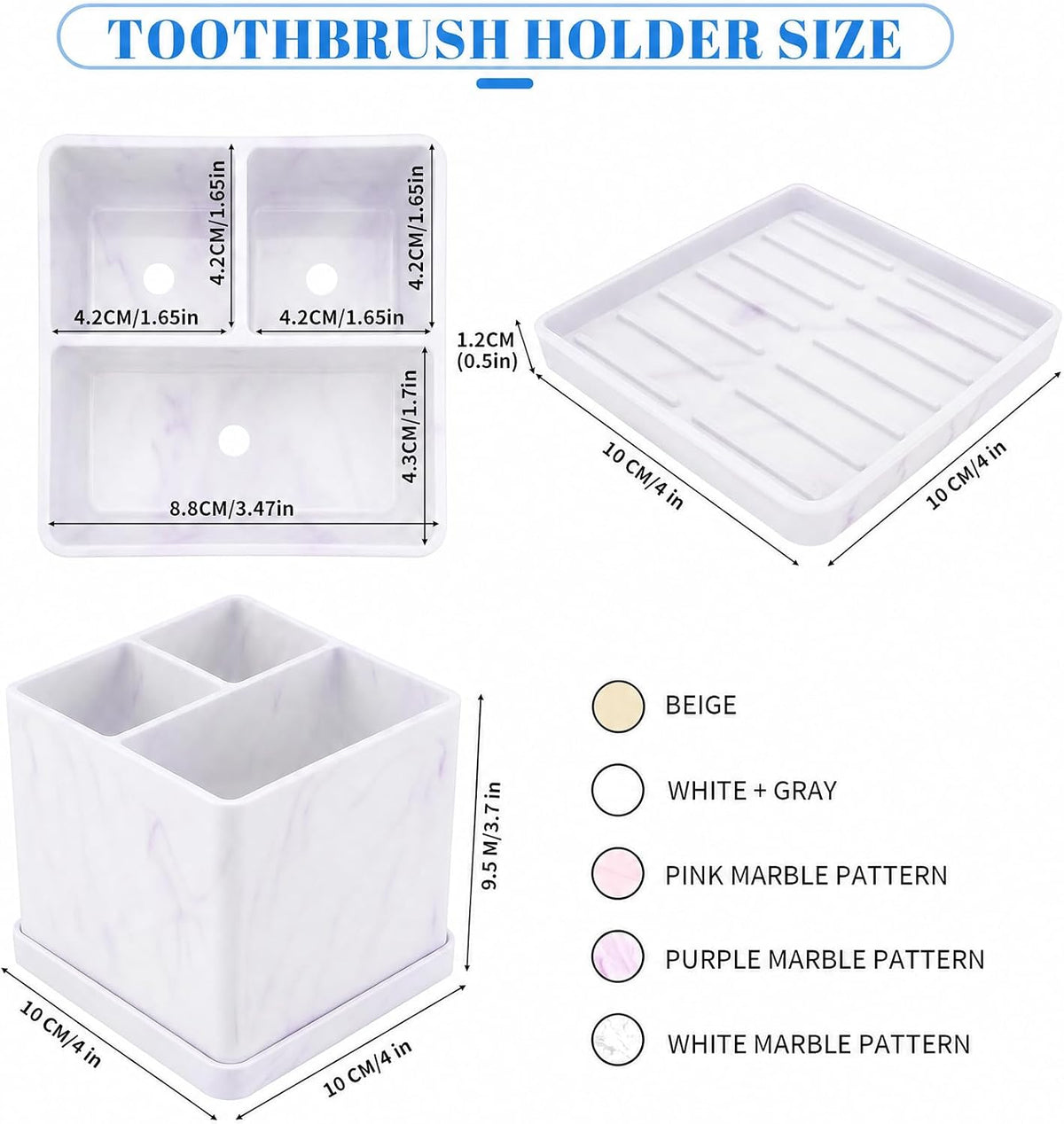 Silicone Toothbrush Holders for Bathrooms Marble Purple, 3-Slot Electric Toothbrush Holder and Organizer, Bathroom Toothbrush Holder Set, Soft Countertop Tooth Brush Holder, Portable and Easy to Clean