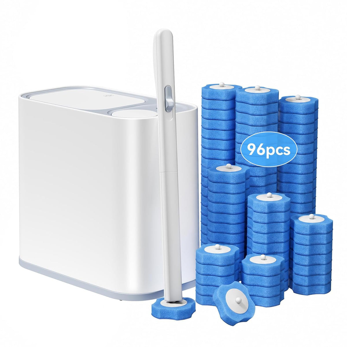 Bathroom Trash Can with Disposable Toilet Cleaning System, 96 Refills