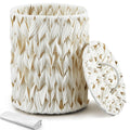 Ctosree 1.3 Gal Boho Woven Trash Can with Lid, Cream White