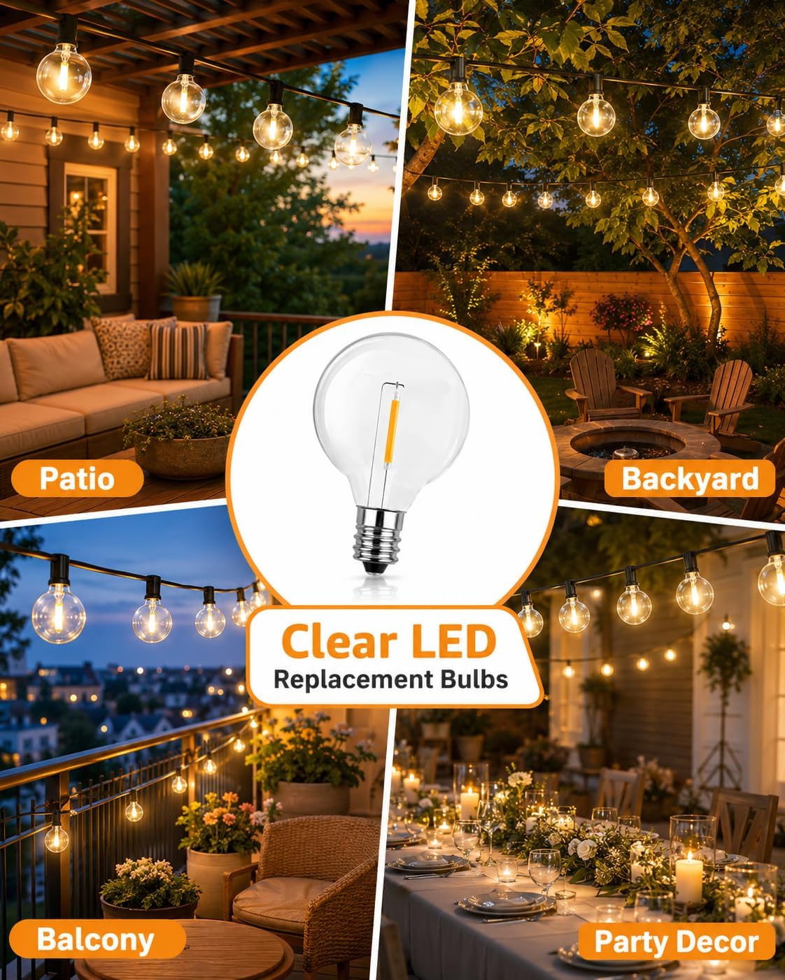 Abeja G40 LED Replacement Bulbs, 0.6W Shatterproof Globe Bulb