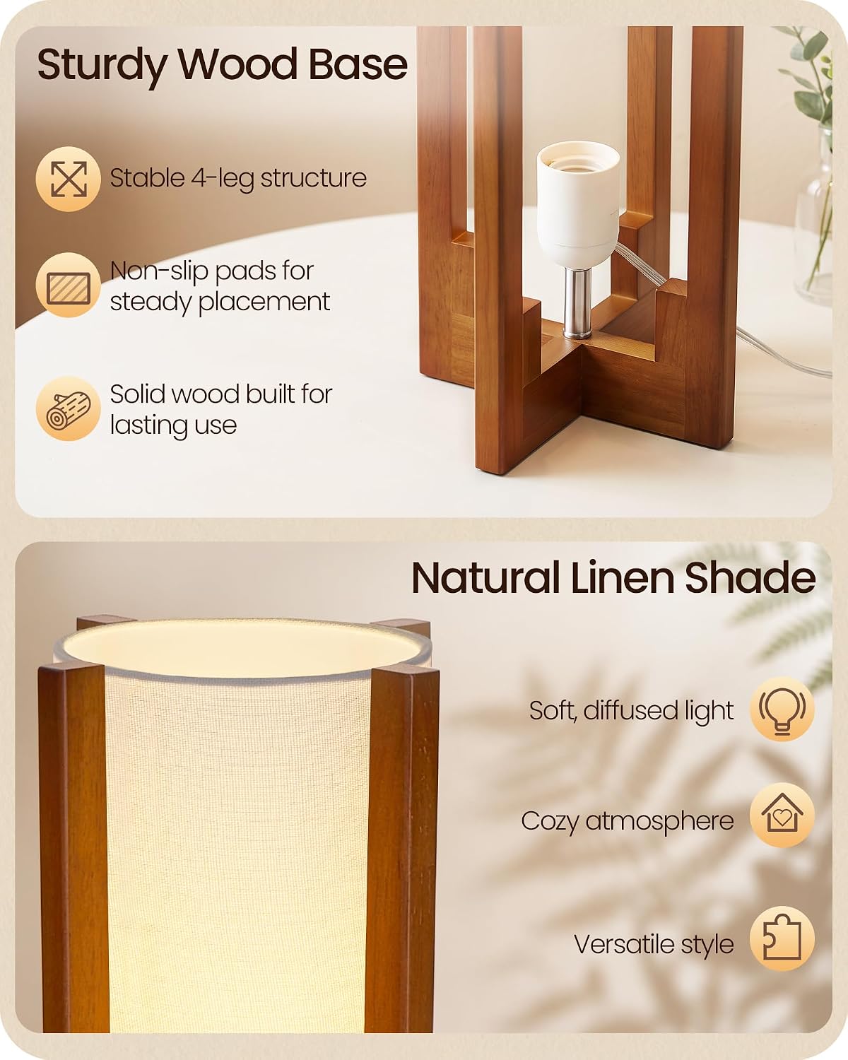 Table Lamps Set of 2, 13.4" Small Bedside Lamps with LED Bulb