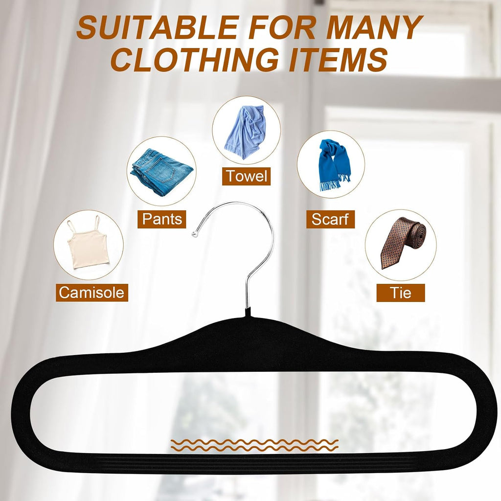 Velvet Hangers Non Slip,Pants Hangers for Closet (Black,20 Pack)