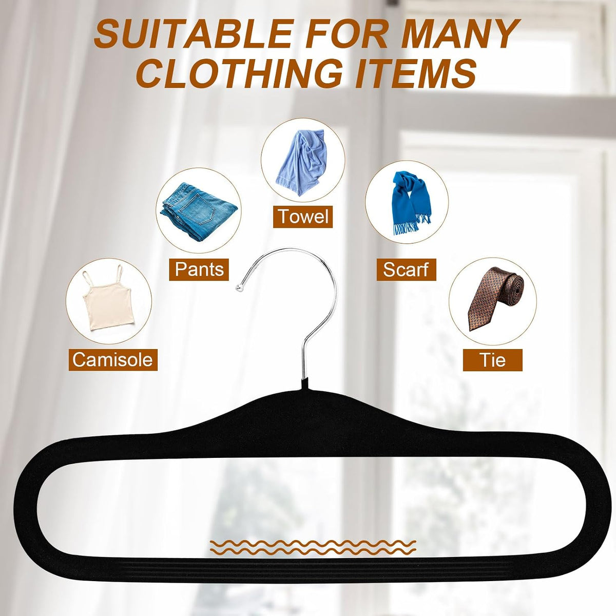 Velvet Hangers Non Slip,Pants Hangers for Closet (Black,20 Pack)