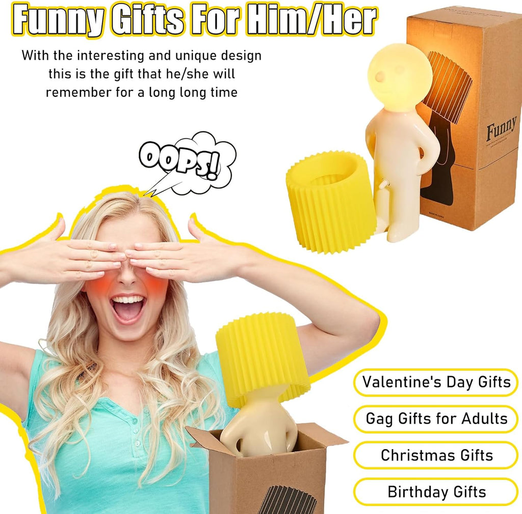 Shy Man Lamp Funny Gag Gift Night Light for Adults Men Women, Yellow