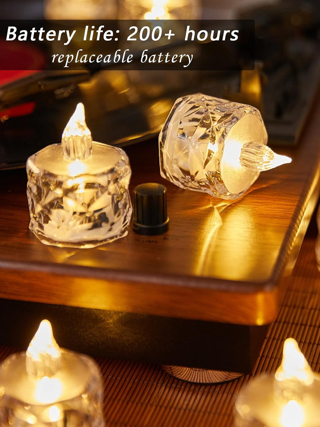 24 Pack Crystal Shaped Flameless Battery Votive Candles