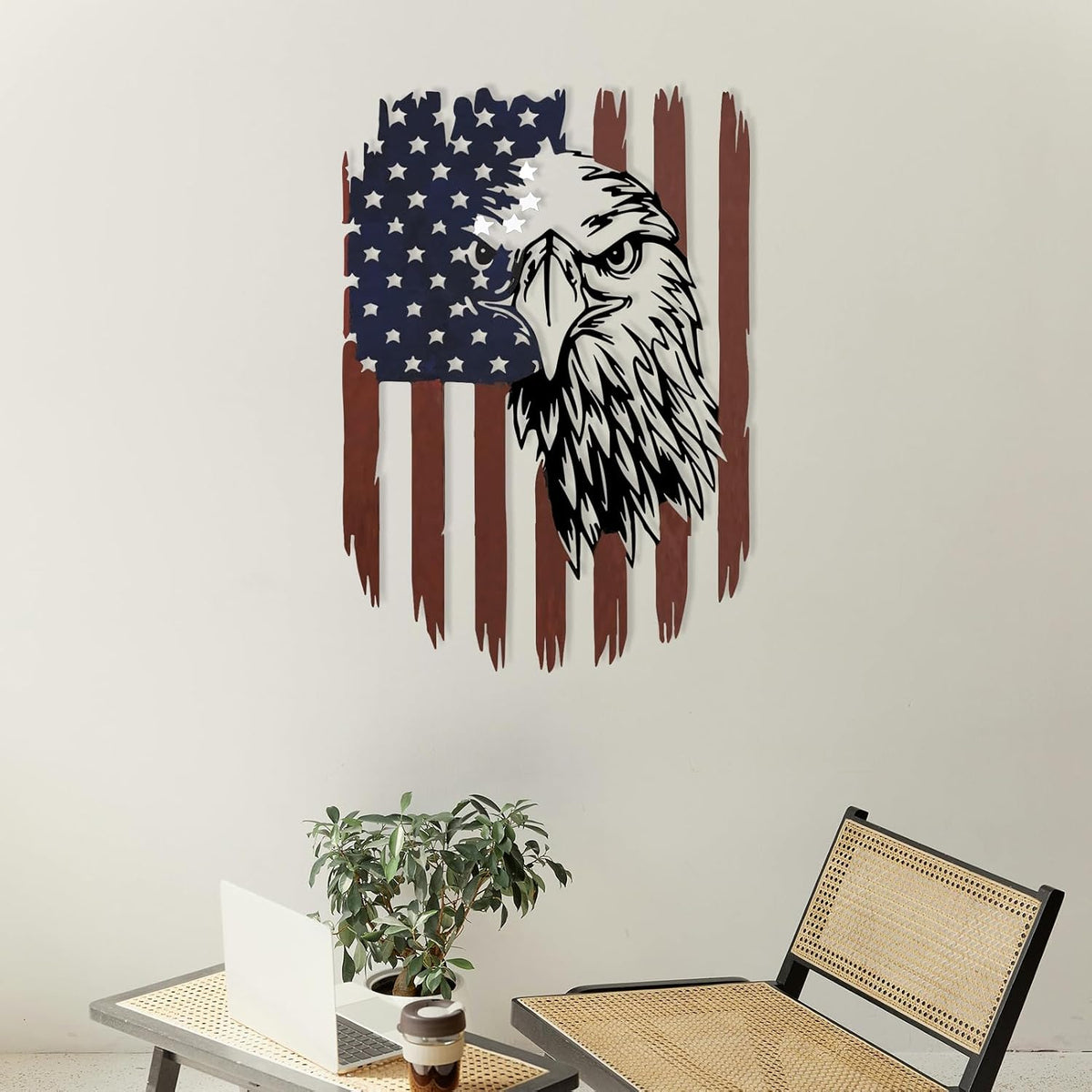 4th of July Decorations Patriotic Decor American Eagle Metal Wall Art American Flag Wall Decor Independence Day Decorations Metal Wall Decor For Home Office Living Room Indoor Outdoor ( colorful 11.2 x 16.6 In )