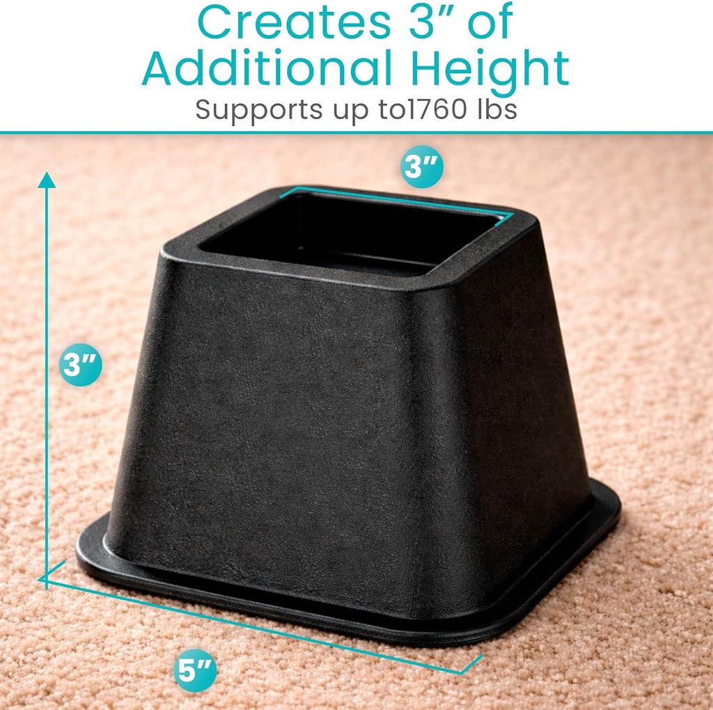 Vive Bed Risers Heavy Duty (4 Pack - 3 Inch) - Furniture Lifts Risers