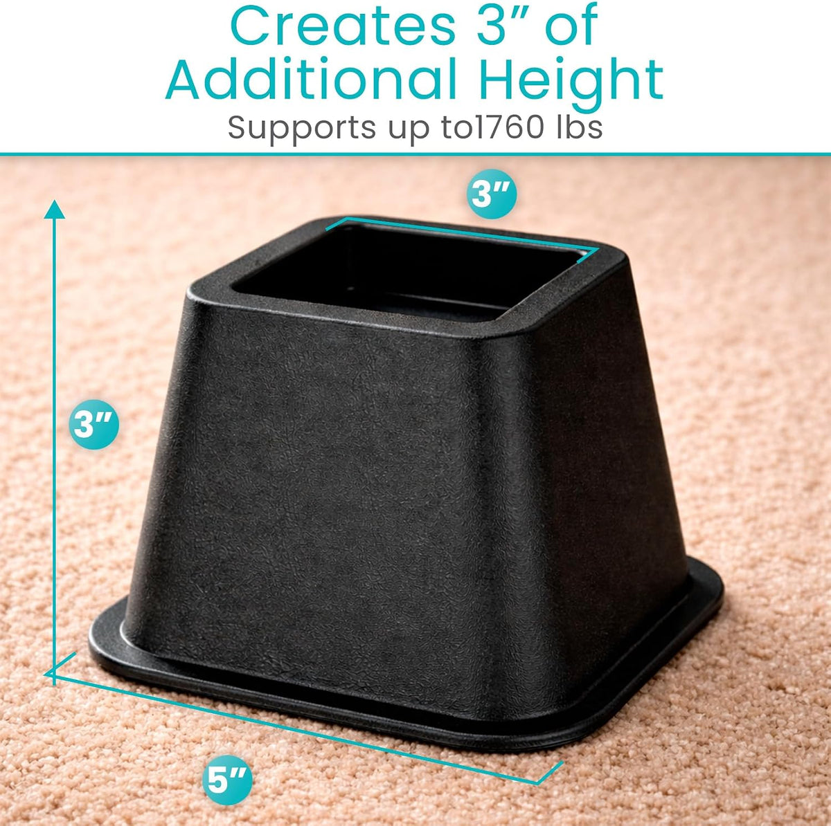 Vive Bed Risers Heavy Duty (4 Pack - 3 Inch) - Furniture Lifts Risers