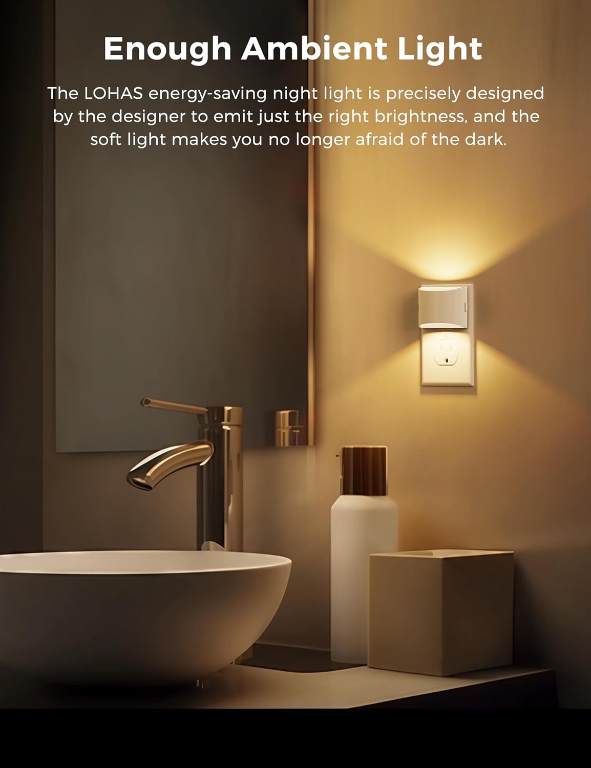 L LOHAS LED Night Lights Plug into Wall, Dimmable Night Light 4 Pack