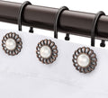 Oil Rubbed Bronze Sunflower Shower Curtain Hooks, 12Pcs Rustproof