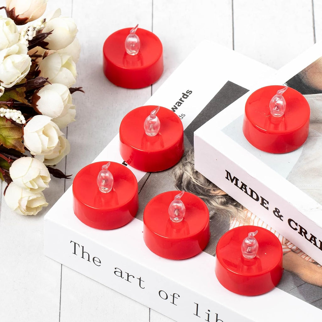 24 Pack Battery Operated Red Flickering Flame LED Tea Lights