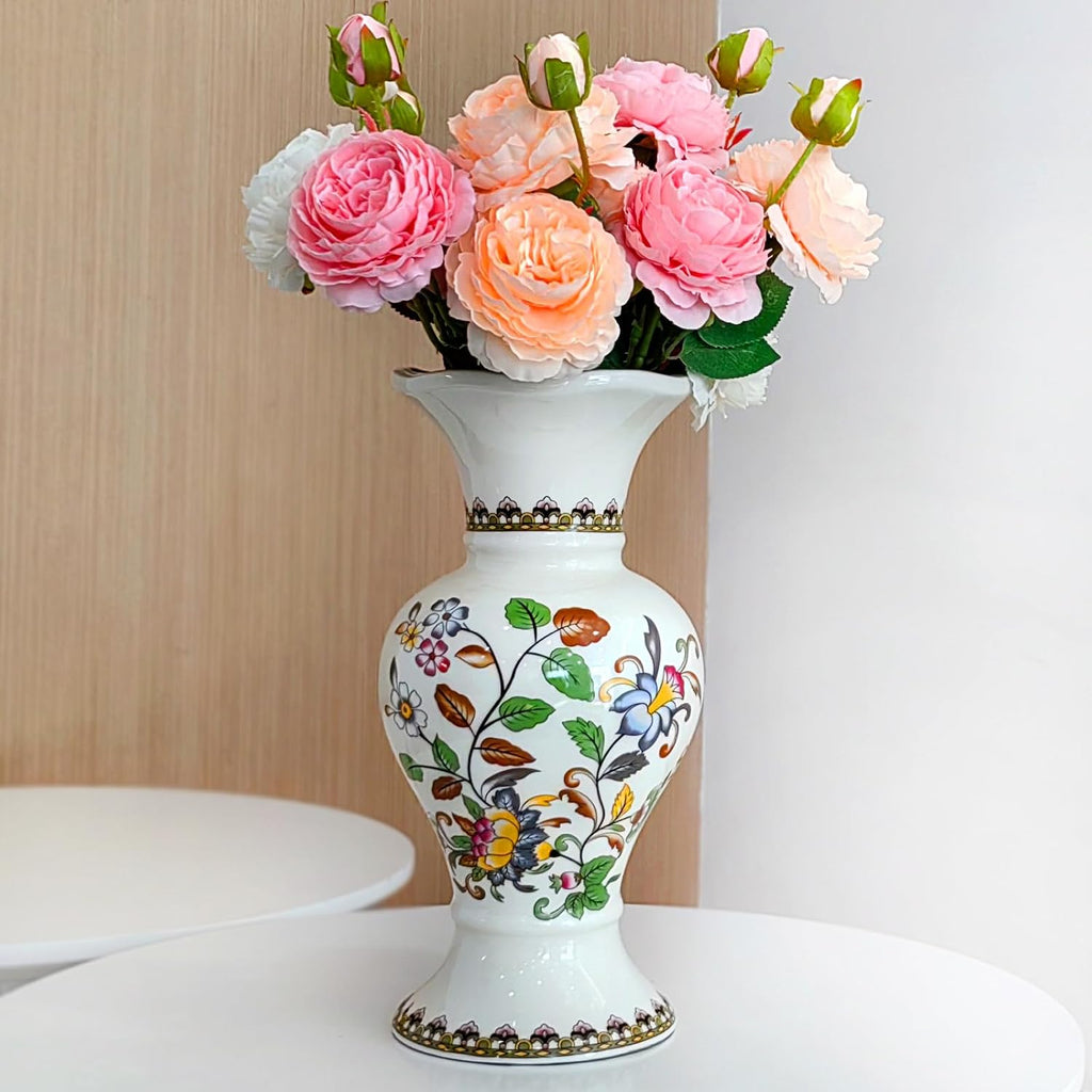 Rustic Farmhouse Ceramic Flower Vase, 12-Inch Colorful Vintage Vase