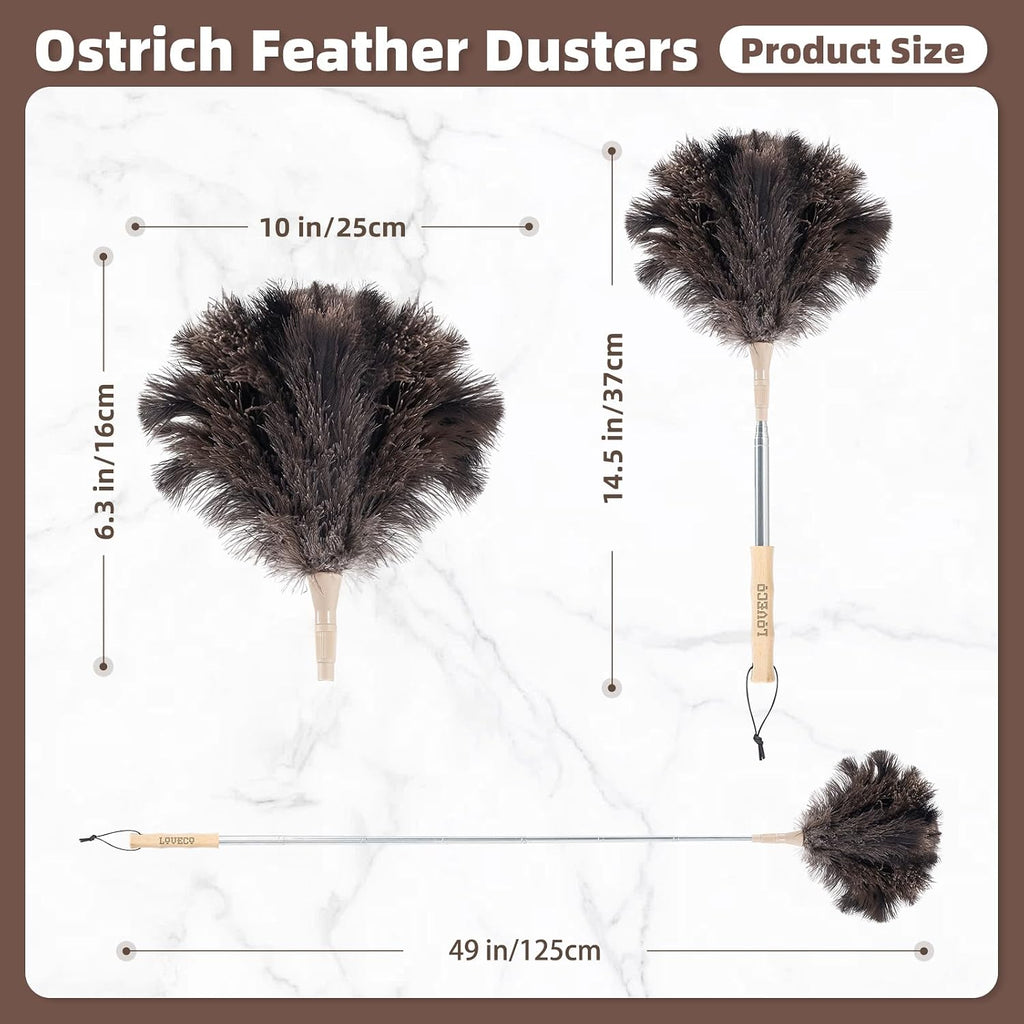 Ostrich Feather Dusters for Cleaning Kit - Soft Feather Duster Extendable