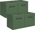 StorageWorks 11in Leather Storage Cubes, Cube Organizer Bins, Green, 4-Pack