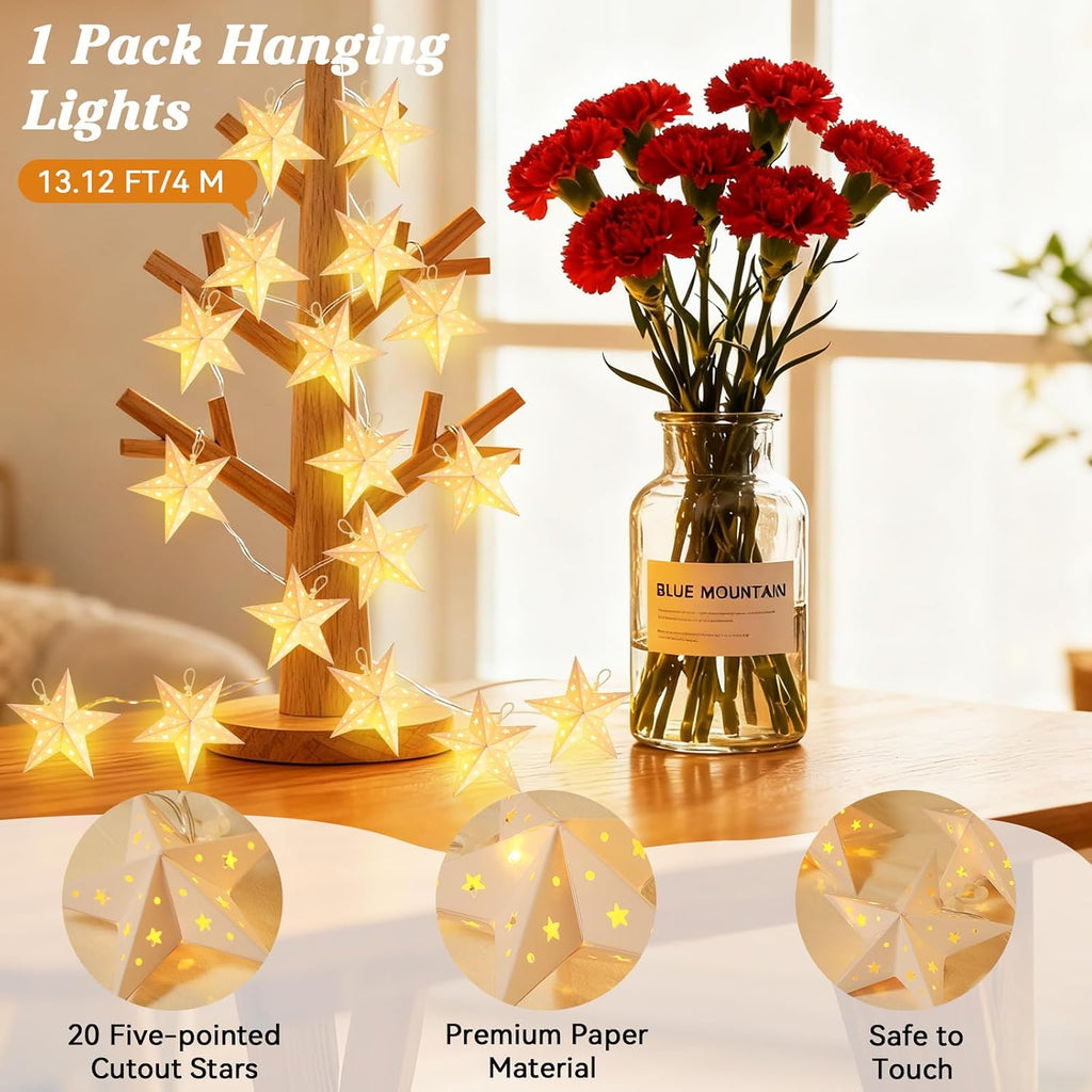 Lewondr 20 LED Star String Lights Battery Operated with 6H Timer