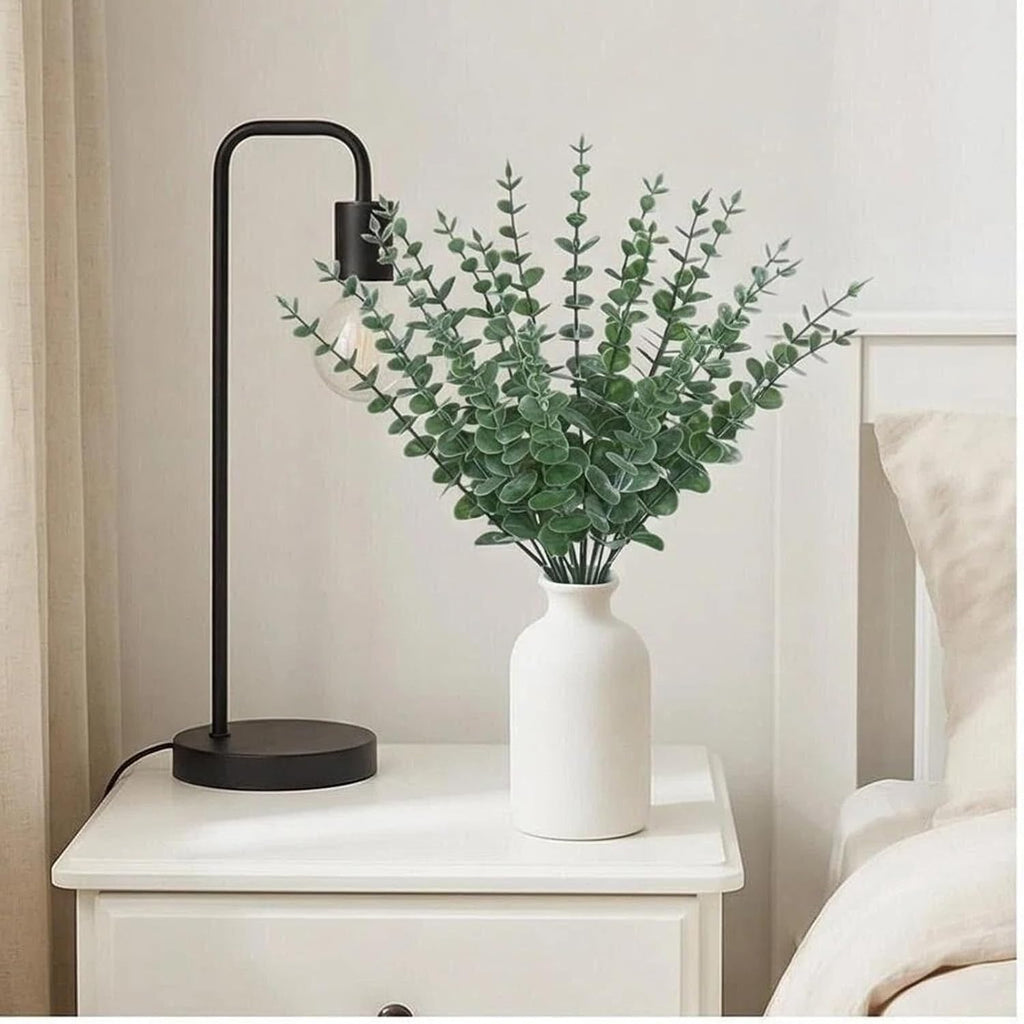 20Pcs 16" Artificial Eucalyptus Plant in Frosted Ceramic Vase for Desk