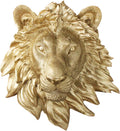 WallCharmers Lion Head Wall Decor, 9", Gold Resin, Faux Taxidermy, for Nook