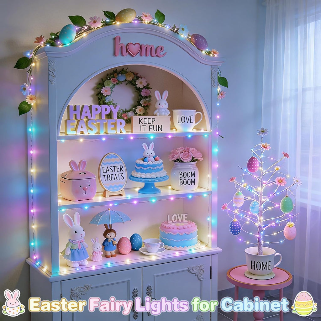 JMEXSUSS 100 LED Easter Fairy Lights Indoor Pastel Christmas Lights USB