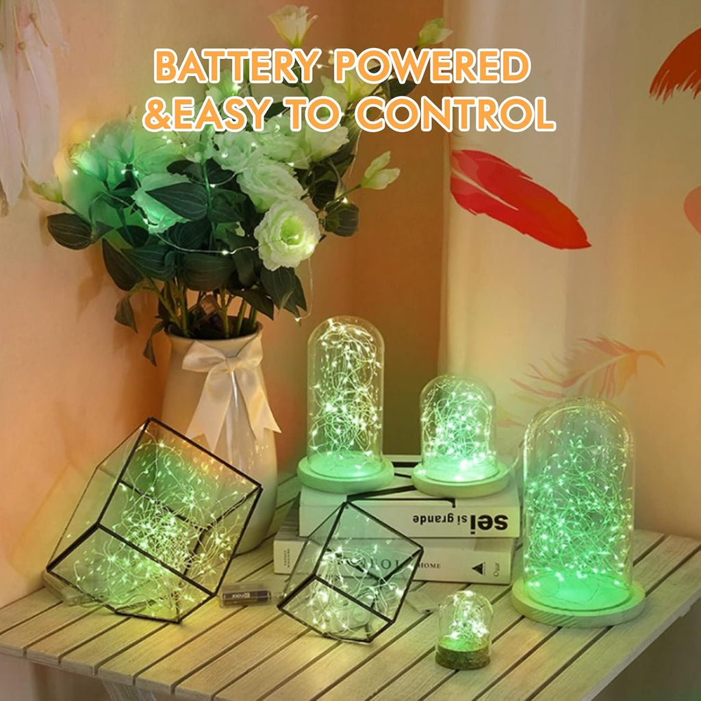 Bexdir 12 Pack Green Fairy Lights, 7FT 20LED Battery Operated String Lights