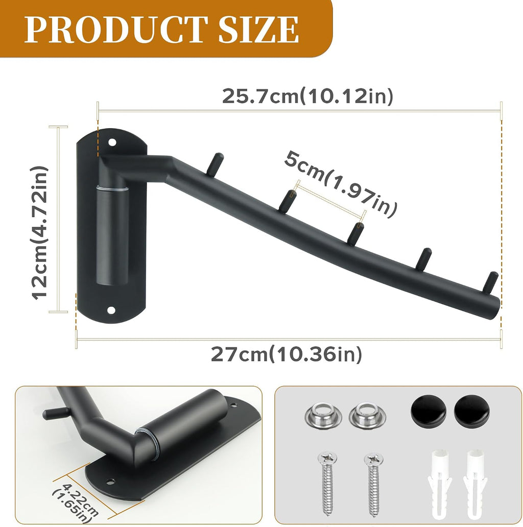 Alise Wall Mounted Drying Rack,Swivel Clothes Drying Hanger,Black,1P