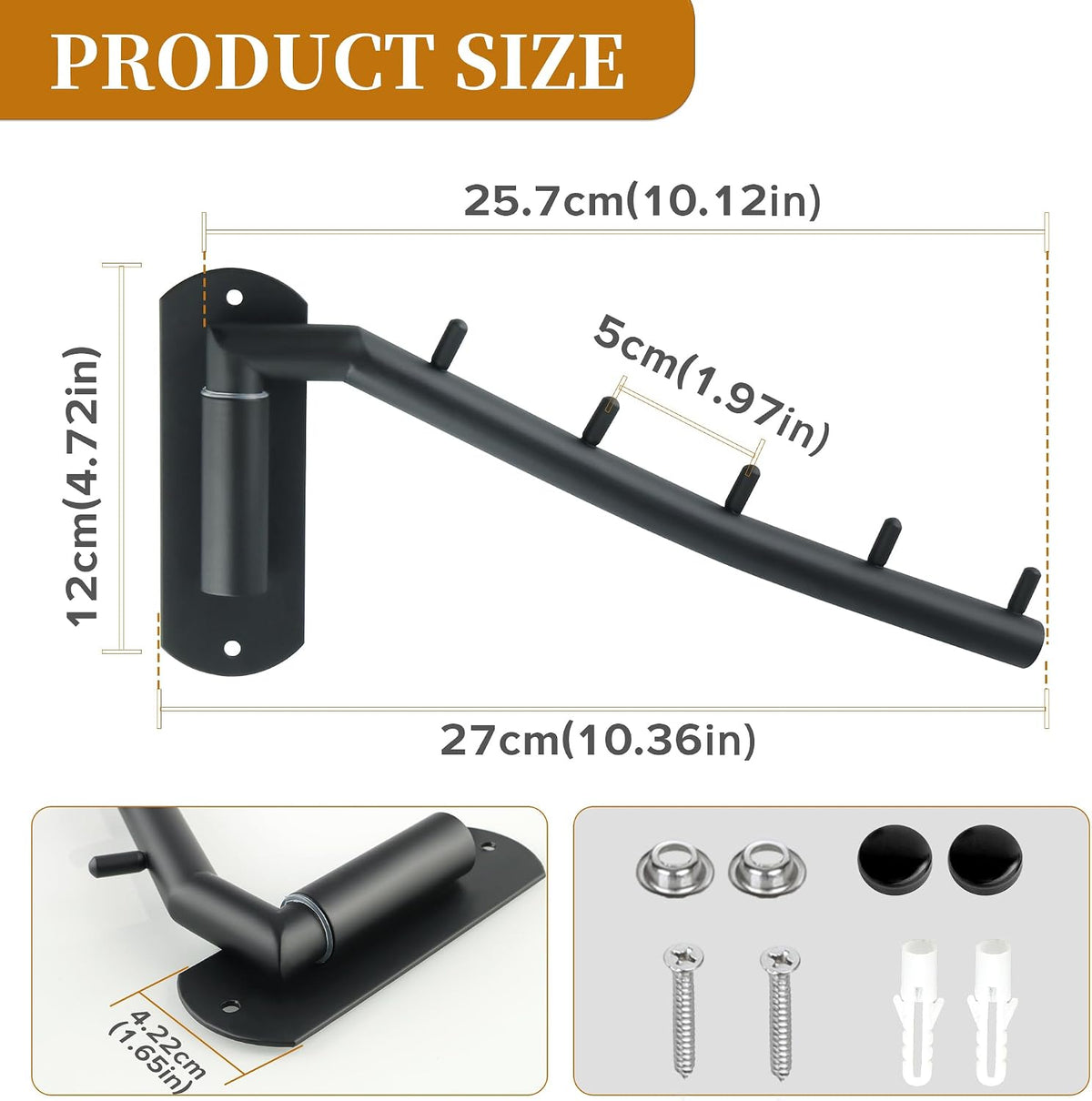 Alise Wall Mounted Drying Rack,Swivel Clothes Drying Hanger,Black,1P
