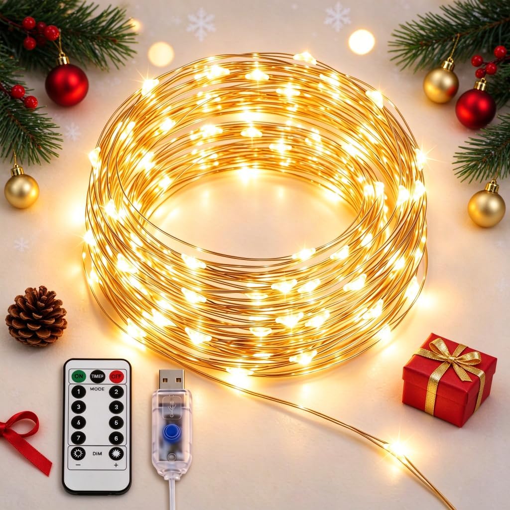 USB Fairy Lights for Bedroom, 33ft 100 LED, Remote & Timer