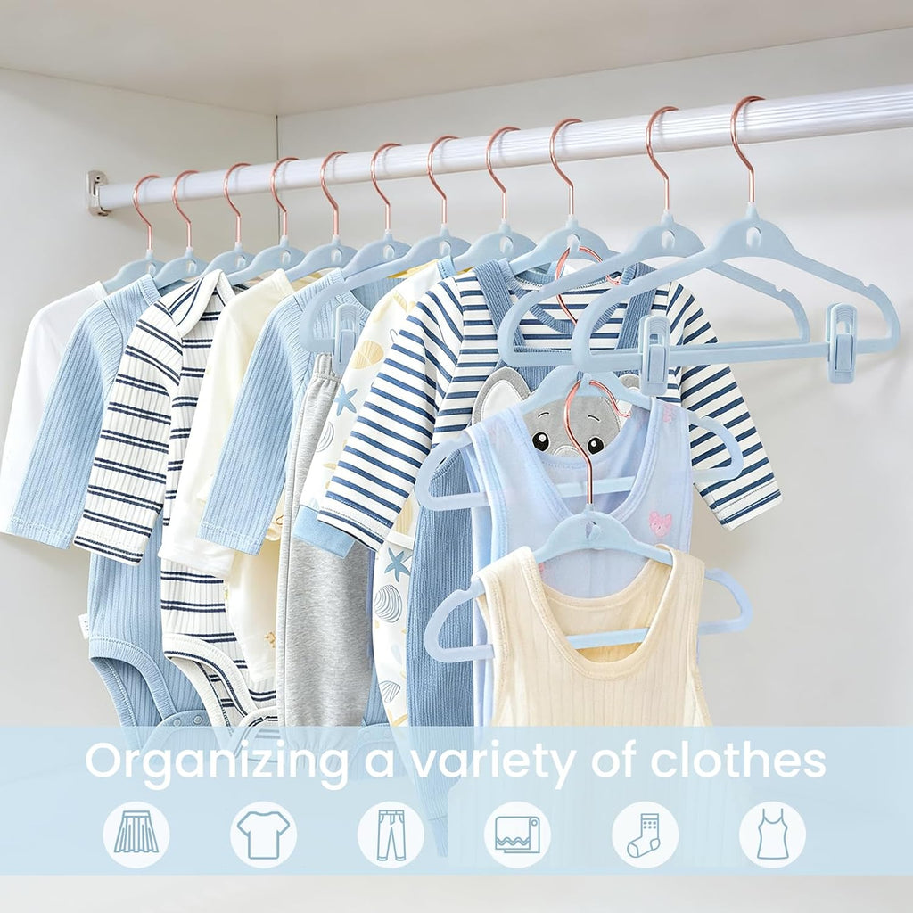 Toddler Hangers Velvet, Kids Hangers Felt, 11 in, 30 Pack, Blue