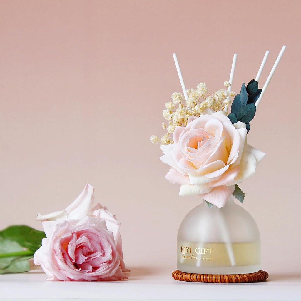 Reed Diffuser Set, 4.06 oz Scent Diffuser with 6 Sticks, Home Fragrance, Reed Diffuser for Bathroom Shelf Decor, Jasmine Rose
