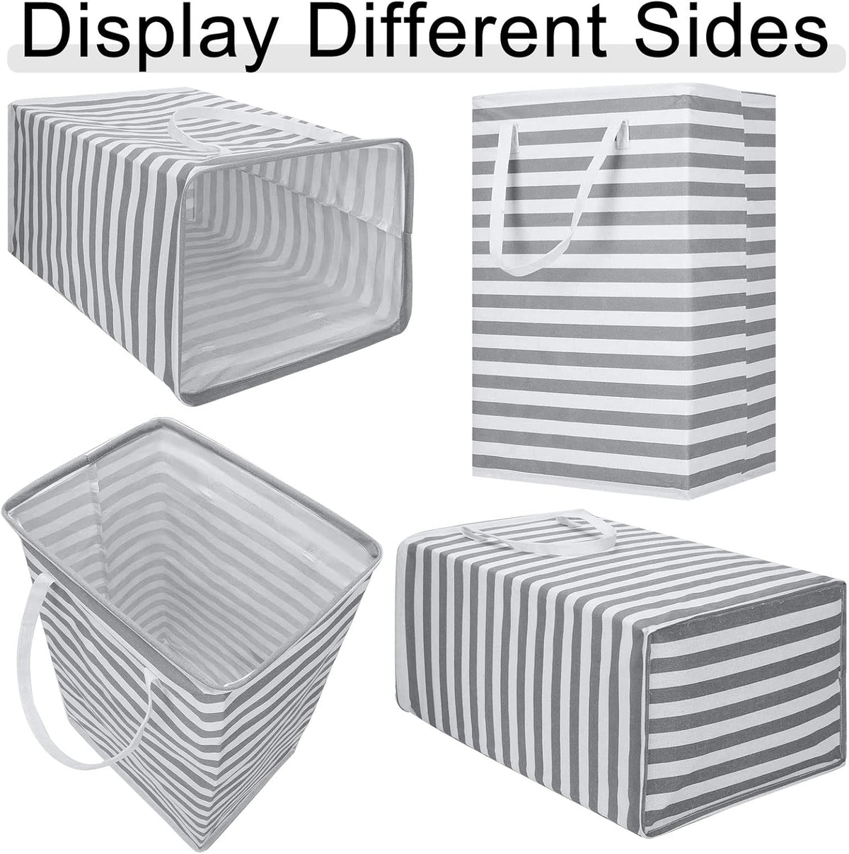 6 Pcs Laundry Hamper 75L Large Collapsible Laundry Baskets Tall Freestanding Waterproof Clothes Hamper Organizer with Easy Carry Handles for Clothes Storage Family Dorm(Gray, White)