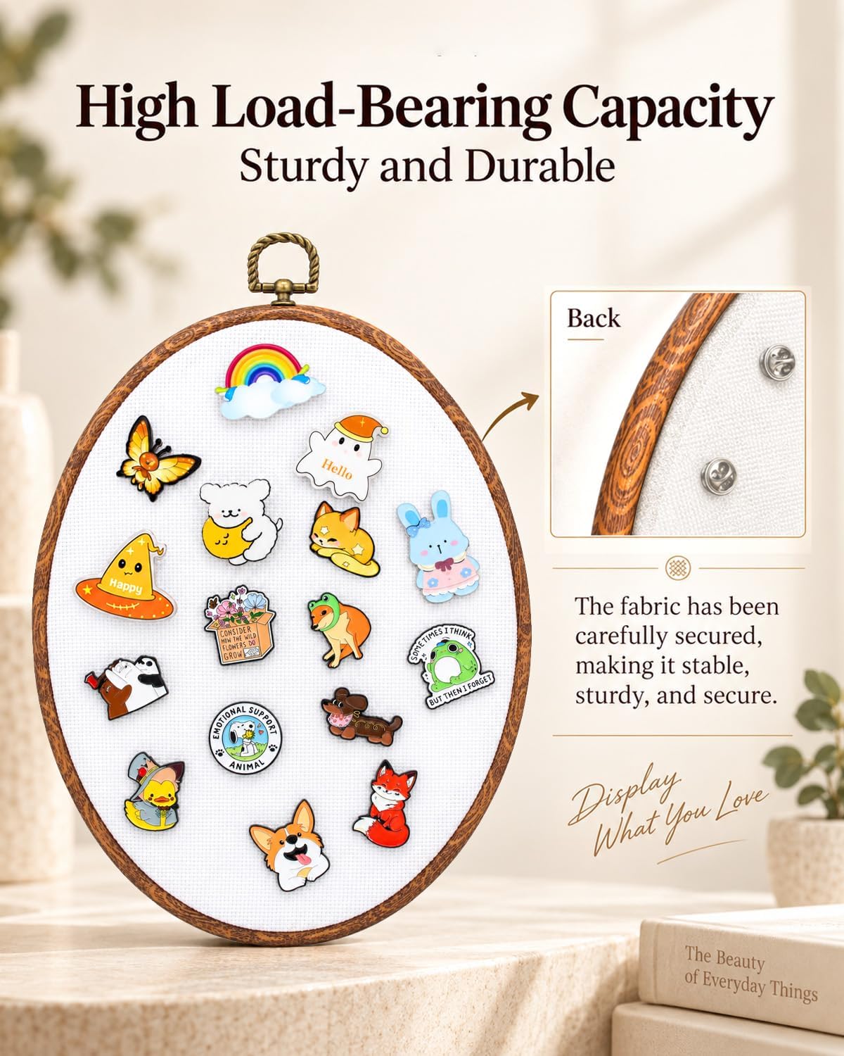 Pin Board Display, Wall Enamel Pin Brooch Holder Fabric 11.4" x 8.66" White