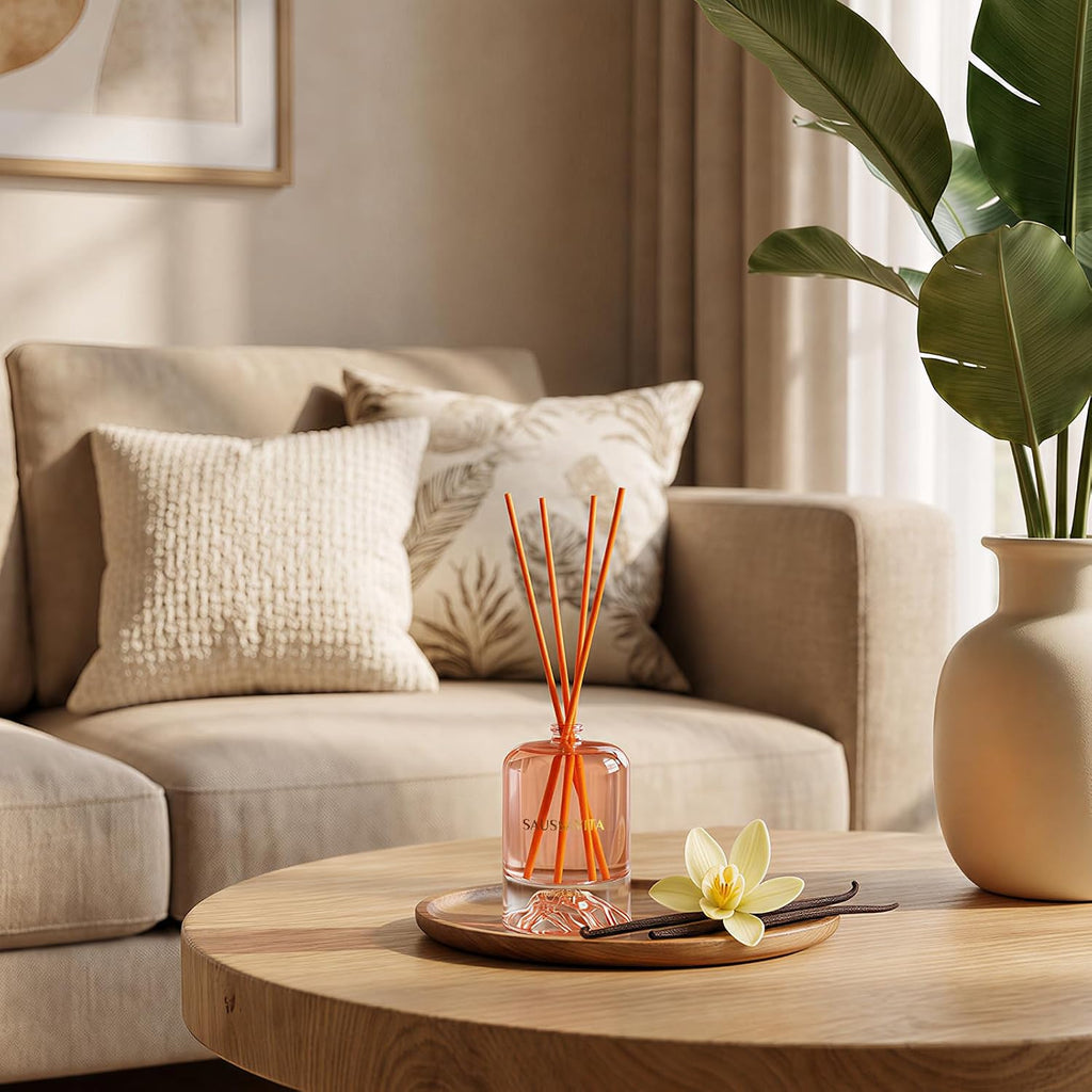 Reed Diffuser Set Volcano Design Vanilla Scent, 3.28 fl.oz Diffuser with Sticks for 60 Days, Home Fragrance Reed Diffuser for Bathroom Shelf Decor & Room Freshener