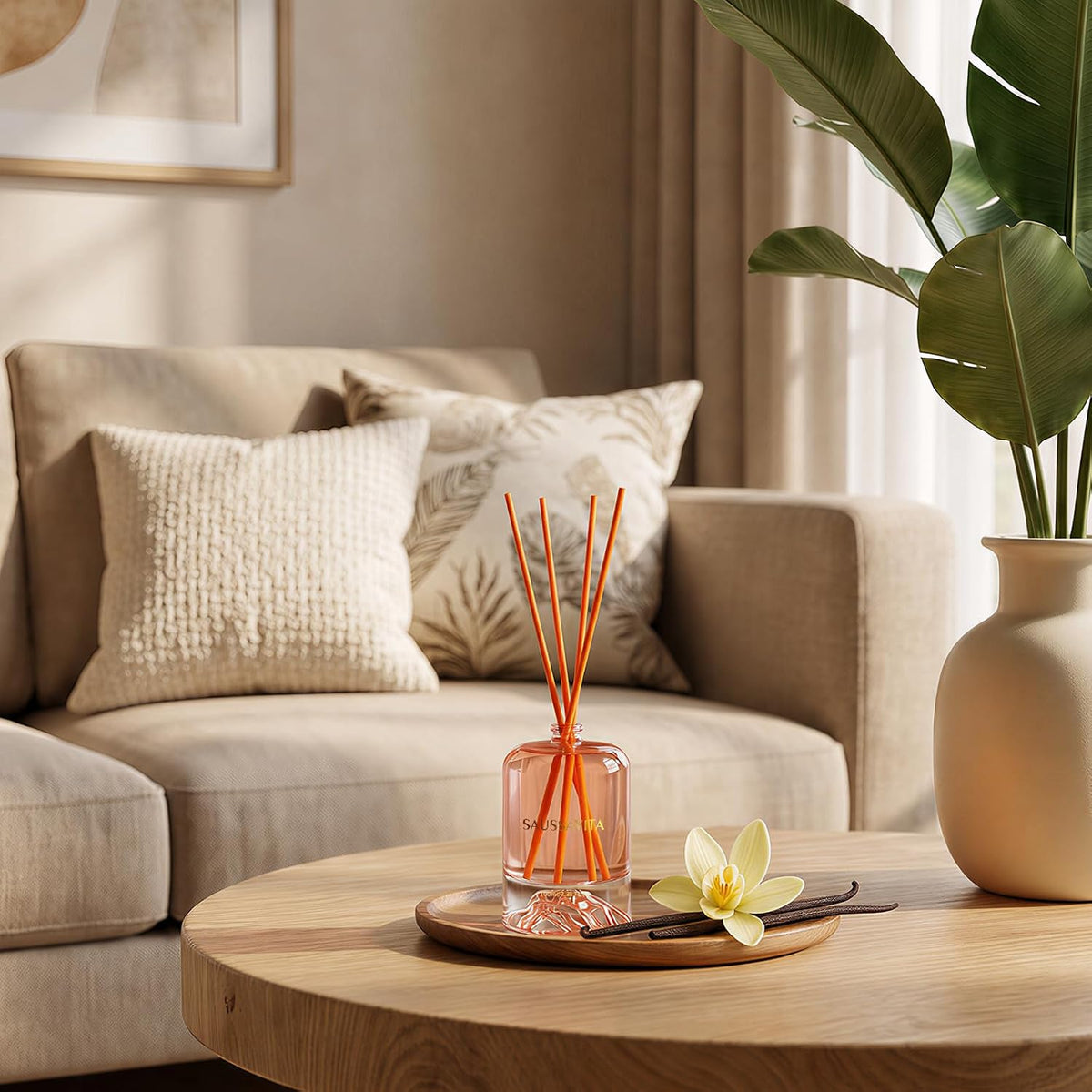 Reed Diffuser Set Volcano Design Vanilla Scent, 3.28 fl.oz Diffuser with Sticks for 60 Days, Home Fragrance Reed Diffuser for Bathroom Shelf Decor & Room Freshener