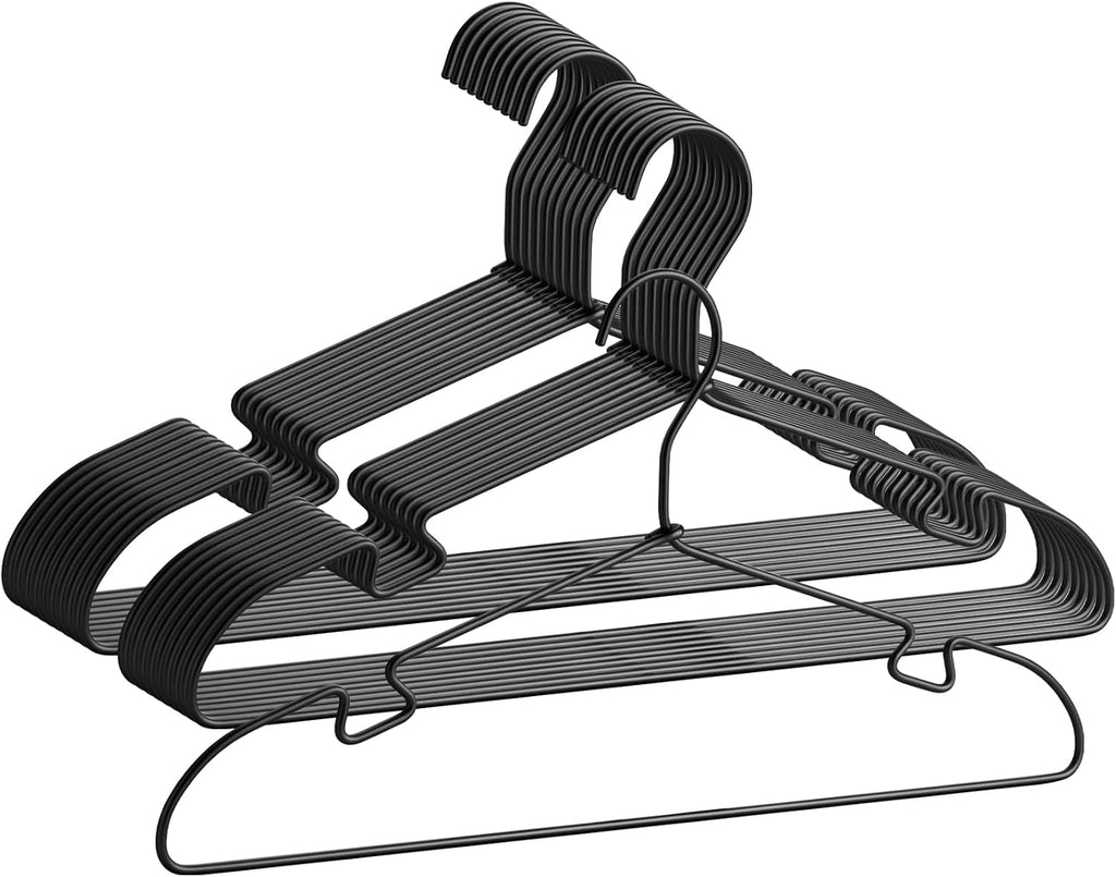 20 Pack Black Aluminum Hangers, 16.5 Inch Non-Slip Metal Clothes Hangers, Lightweight Sturdy and Bulk Space-Saving Hangers for Pants, Skirt, Shirt, Dress, Tie