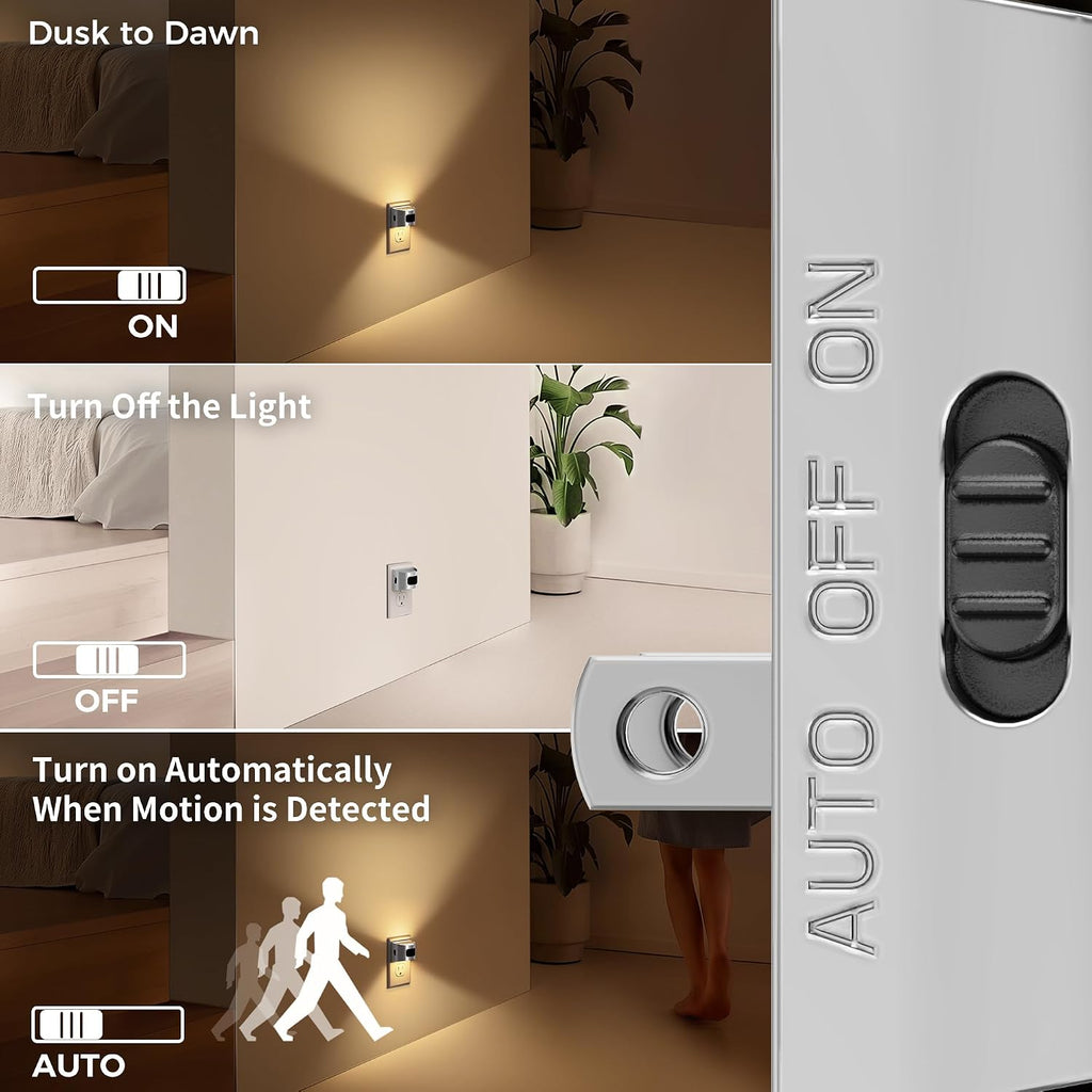 DORESshop Motion Sensor Night Light, Night Lights Plug into Wall, 3000K