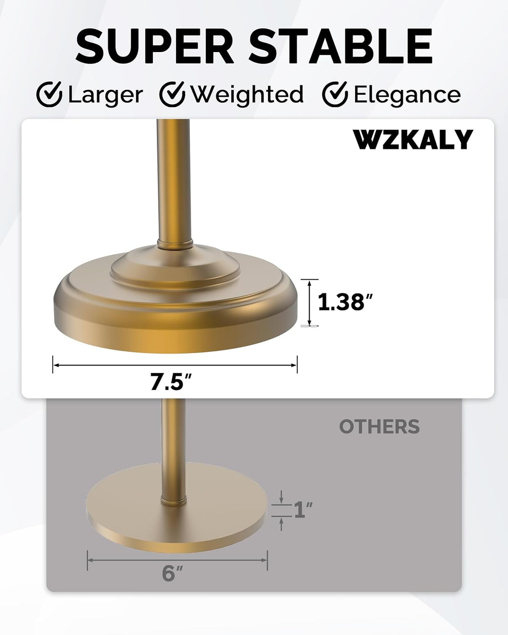 Gold Toilet Paper Holder Stand Stainless Steel & Weighted Base