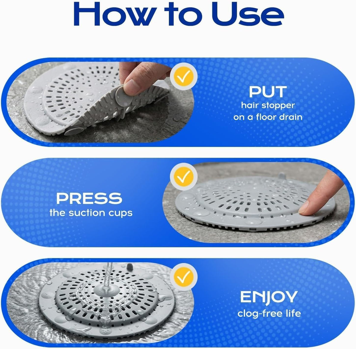 VLM 2 Pack Silicone Shower Drain Hair Catcher,Drain Strainer