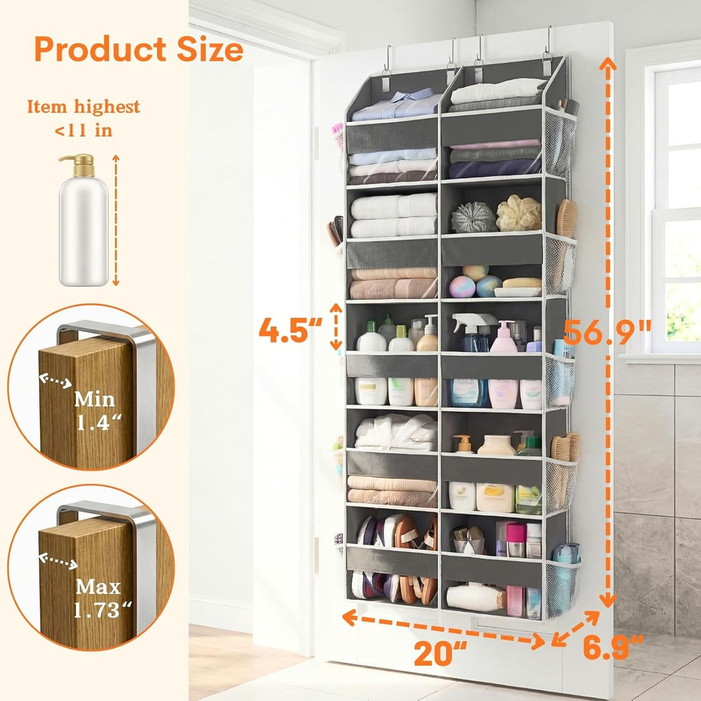 2 Pack Over the Door Organizer 5 Tiers, Extra Large Behind Door Storage of 10 Compartments, 80 lbs Weight Capacity Over Door Organizer, Door Hanging Organizer for Closet, Diaper Organizer,Room storage