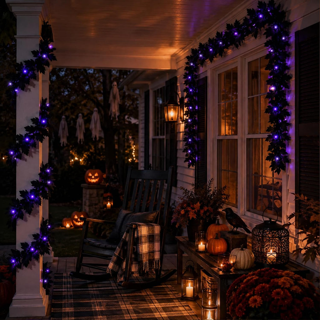 Black Halloween Garland, 6FT Halloween String Lights Battery Operated