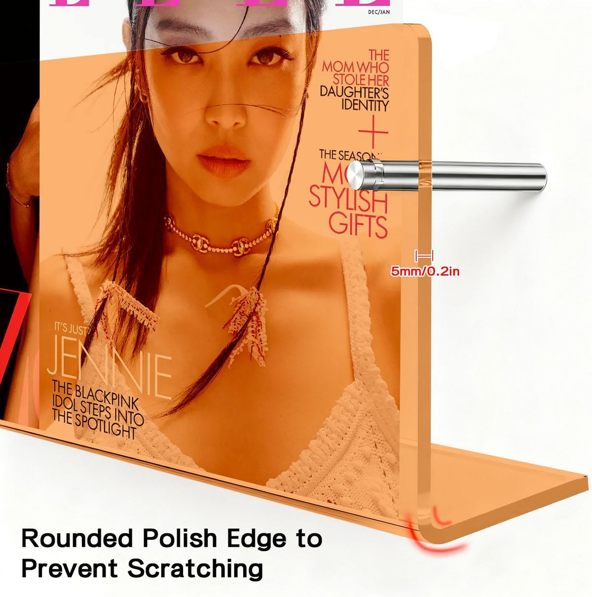 2-Pack 17" Orange Acrylic Wall Mount Magazine Holder Rack Floating Shelf