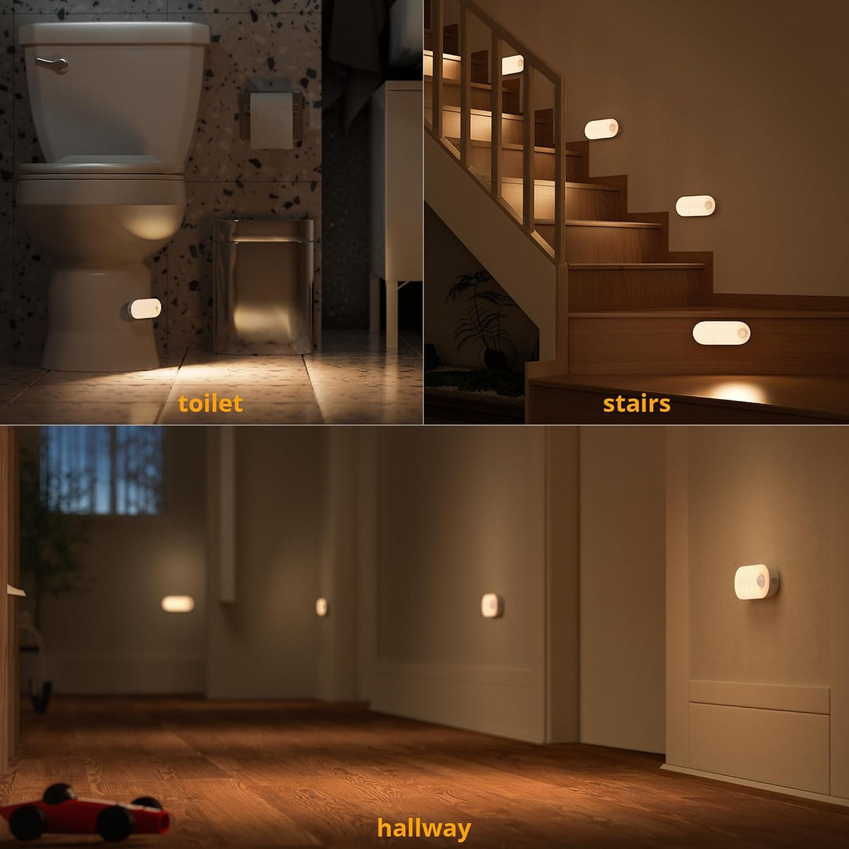 Lyridz Rechargeable Night Light with Motion Sensor, 3-Pack