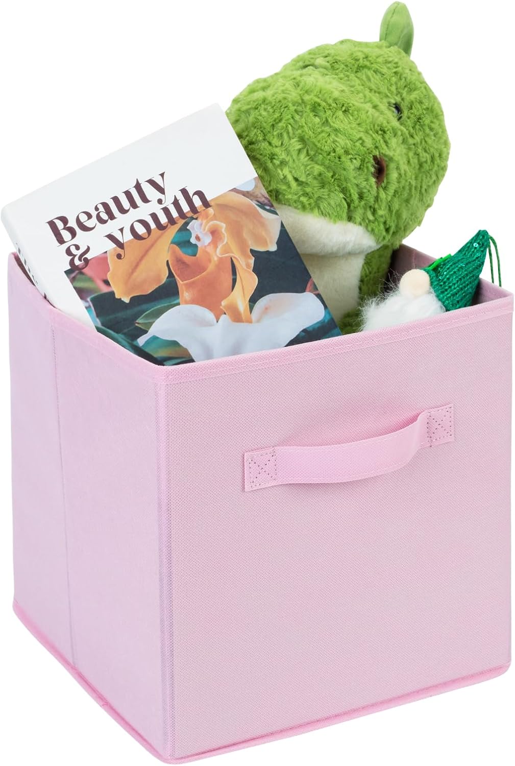Life Hacks Fabric Storage Bins 8 Pack 11 inch Foldable Storage Cubes with Reinforced Handles Fun Colored Durable Cube Storage Bin for Home, Playroom, Closet Organizers and Storage, Pink