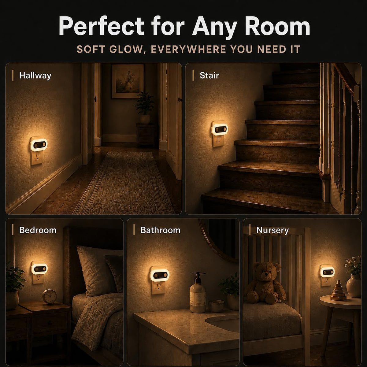 Plug In Night Light Halloween Orange Motion Sensor and Dusk to Dawn