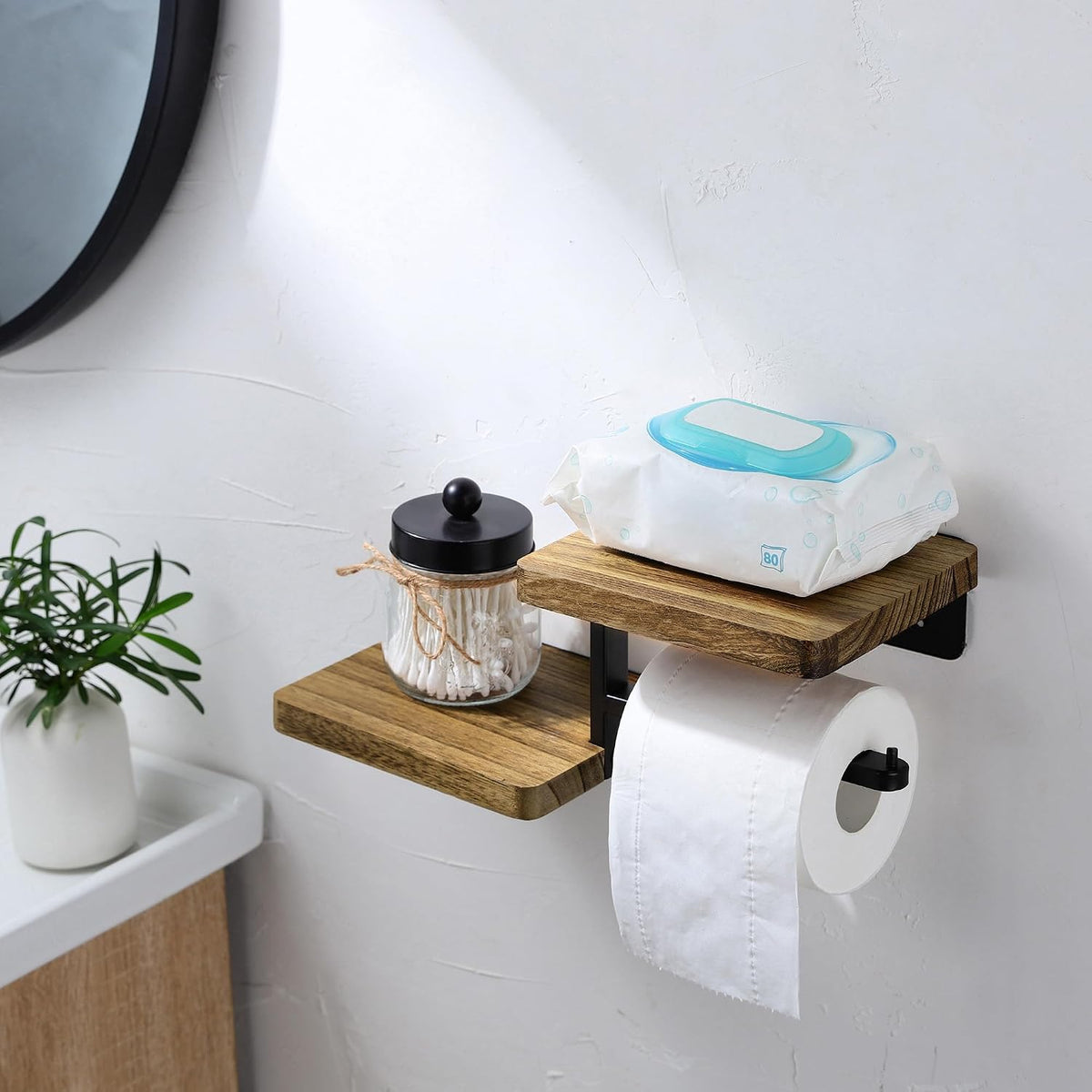 Toilet Paper Holder - Adhesive Farmhouse for Wipes&Cell Phone&Fragrance