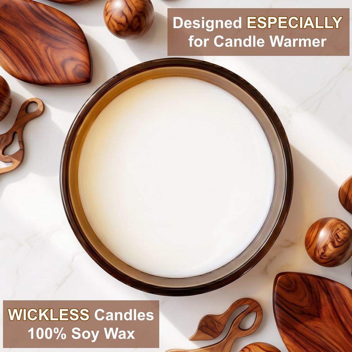 VOHO Teakwood Mahogany Wickless Candles for Candle Warmer Lamp, 9oz Candle