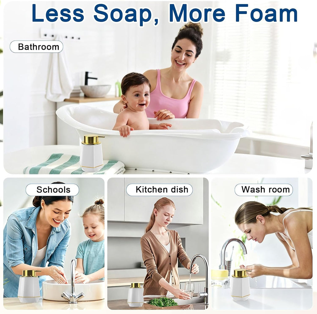 Natheeph 12oz Ceramic Foaming Soap Dispenser for Bathroom Kitchen Liquid