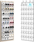 SAVERHO Over the Door Shoe Organizer, 40 Large Breathable Mesh Pockets Hanging Shoe Rack, Space Saving Shoe Holder for Entryway Bedroom Closet Storage (White)