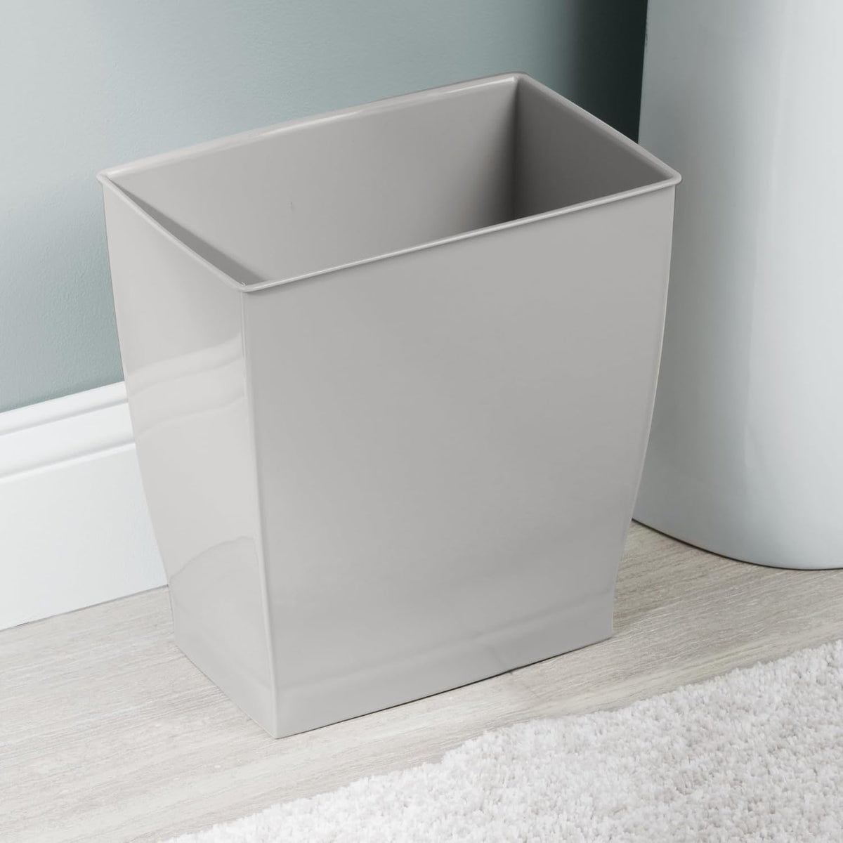 iDesign Small Plastic Bathroom Trash Can, Slim Rectangle, 4-Pack