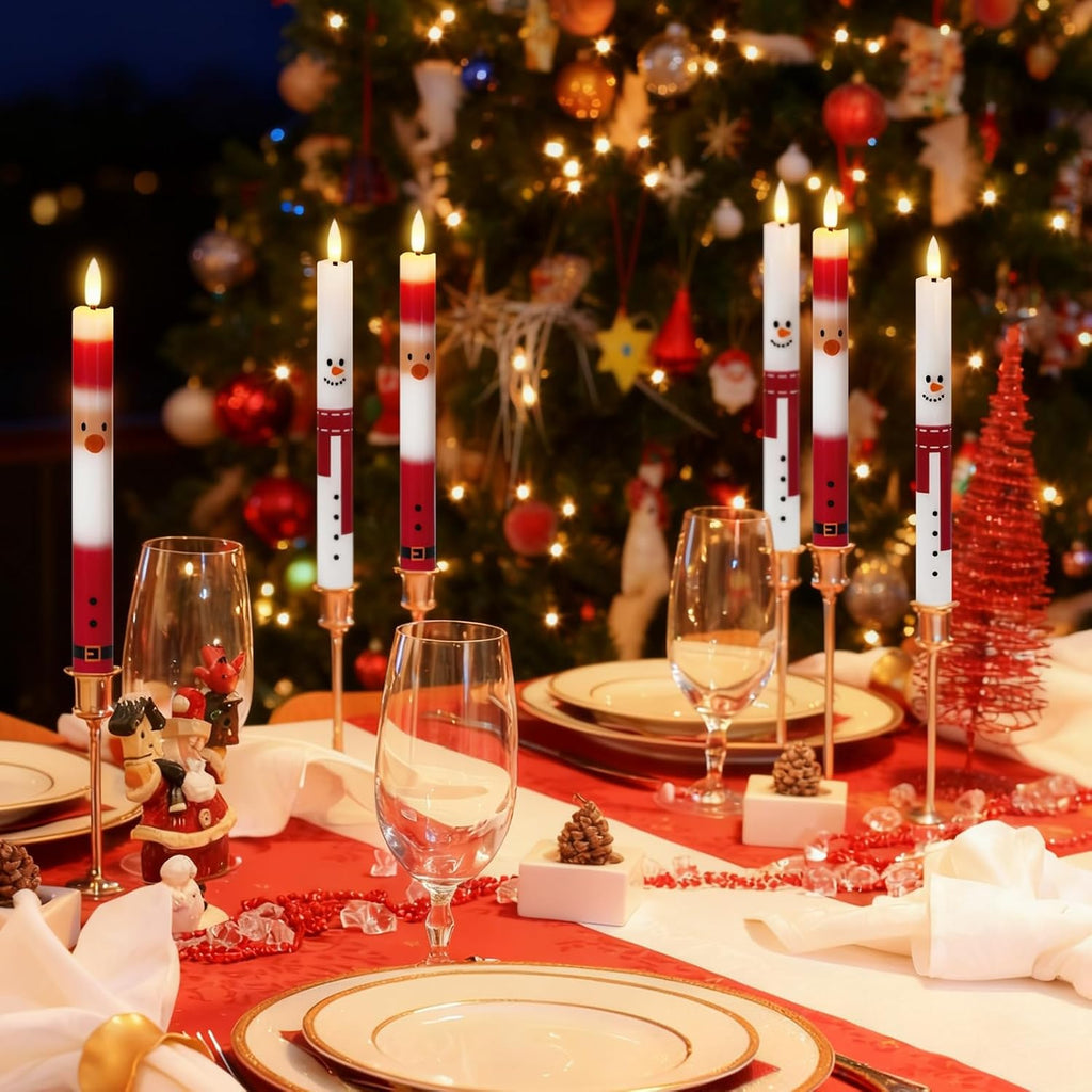 Wondise Christmas Santa Flameless Taper Candles with Remote Timer